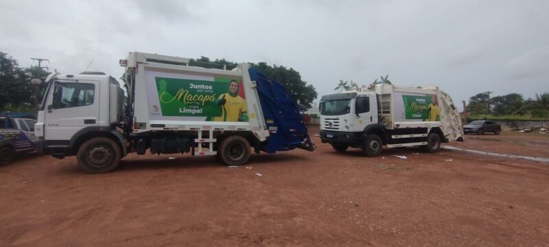 Prefeitura de Macapá reforça coleta de lixo com a chegada de dois novos caminhões compactadores